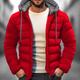 Men's Winter Coat Puffer Jacket Pocket Hooded Office Career Date Casual Daily Warm Winter Color Block Black Red Navy Blue Blue Puffer Jacket
