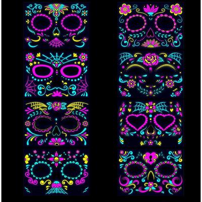 8 Sheets Glow In The Dark Tattoos for Adults, Blacklight UV Neon Glow Temporary Tattoos Makeup Butterfly Tattoos Stickers for Halloween Glow In The Dark Party Supplies