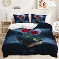 2Pcs/3Pcs Rose Flower Vintage Valentine'S Day Wedding Collection Two Piece Quilt Set Three Piece Set Includes One Quilt Cover 1 Or 2 Pillow Covers Bedding Set