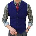 Men's Tweed Casual Business Vests Lightweight Waistcoat Solid Color Tailored Fit Notch Single Breasted Five-buttons Silver Black Red 2024