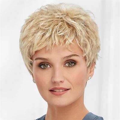 Wig by Paula Young - Short Sassy Pixie Wig with Texture-Rich Layers and Natural Looking Hand-Tied Crown / Multi-tonal Shades of Blonde Silver Brown and Red