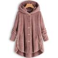 Women's Plus Size Fleece Jacket Fleece Solid Color Street Casual Button Front Pocket claret turmeric Black Sports Teddy Pullover Hoodie Long Sleeve Top Fleece lined Micro-elastic Fall Winter