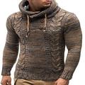 Men's Pullover Sweater Jumper Fall Sweater Cable Knit Regular Zipper Knitted Plain Hooded Modern Contemporary Work Daily Wear Clothing Apparel Winter Wine Khaki S M L