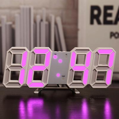 3D LED Digital Clock Alarm Nordic Wall Clocks Wall Deco Glowing Night Mode Adjustable Electronic Table Clock Wall Clock Decoration Living Room LED Clock