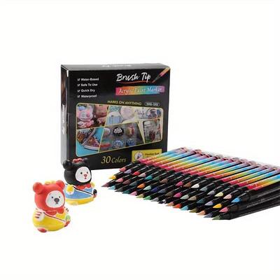 12/24/30 Color Acrylic Paint Pens: Soft Brush Tip Art Markers for Beginners, Perfect for Rock Painting, Easter Decorations More!