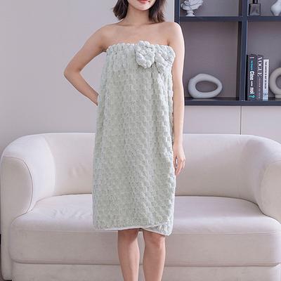 Coral Plush Cloud Plaid Bathing Skirt Soft Water Absorbing Bow Tie wearable bathrobe Towel Girl Heart