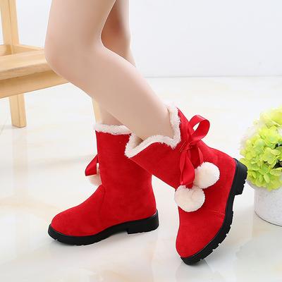 Girls' Boots Mid-Calf Boots Christmas Snow Boots Fluff Lining PU Snow Boots Big Kids(7years ) Little Kids(4-7ys) Toddler(2-4ys) Daily Walking Shoes Red Pink Black Winter