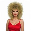 Blonde Curly Wig Mullet Blonde Brown Wig with Dark Roots 70s 80s Rocker Wig Two Tone Layered Wig Cosplay Costume Wigs Women Men (Blonde Spiky Wig)