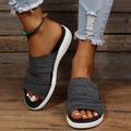 Women's Sandals Plus Size Outdoor Slippers Flyknit Shoes Outdoor Daily Beach Solid Color Solid Colored Summer Flat Heel Open Toe Classic Casual Synthetics Tissage Volant Loafer Black Pink Blue