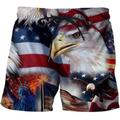 Men's Board Shorts Swim Shorts Swim Trunks Drawstring with Mesh lining Elastic Waist Eagle American Flag Quick Dry Short Holiday Beach Hawaiian Casual Wine Red Micro-elastic