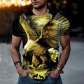 Eagle Casual Mens 3D Shirt Black Summer Cotton And Wolves Men'S Animal Crew Neck Short Sleeve Street Print Tops Sportswear Fashion Comfortable Blue Spring