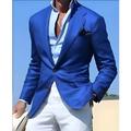 Men's Cocktail Attire Blazer Ceremony Wedding Party Business Attire Fashion Casual Spring Fall Polyester Plain Pocket Casual / Daily Single Breasted Blazer Light Pink Yellow Pink Royal Blue