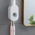 Automatic Toothpaste Dispenser, Squeezer, Bathroom Wall-mounted Dust-proof Holder, Toothbrush Hanger