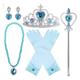 Crown Headwear Children's and Girls' Magic Stick Hair Accessories Set Elsa Princess Performance Crown Necklace Elsa Gloves