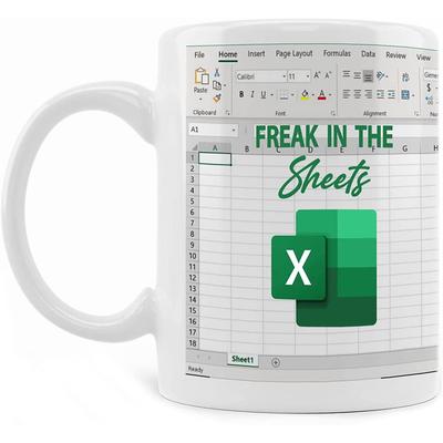 Excel Coffee Mug, Funny Gifts for Women Men Freak In The Sheets Mug Gifts for Boss CPA Friend Coworkers Accountant White Ceramic Office Mug 11.8 oz