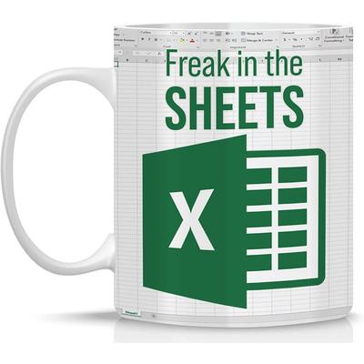 Excel Coffee Mug, Funny Gifts for Women Men Freak In The Sheets Mug Gifts for Boss CPA Friend Coworkers Accountant White Ceramic Office Mug 11.8 oz