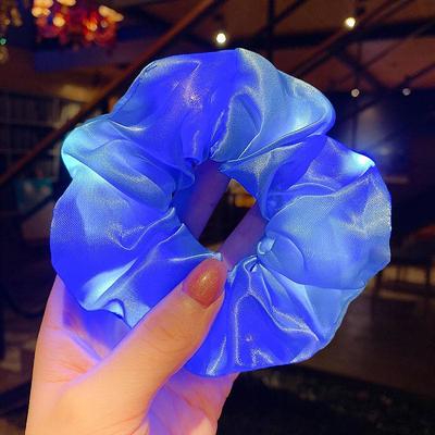 LED Luminous Scrunchies Ponytail Headwear Elastic Hair Tie Solid Color Carnival Party Hair Accessories