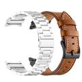 Watch Band for Samsung Galaxy Watch 6/5/4 40/44mm Watch 5 Pro 45mm Watch 4 Classic 42/46mm Watch 6 Classic 43/47mm Stainless Steel Genuine Leather Replacement Strap Metal Clasp Link Bracelet