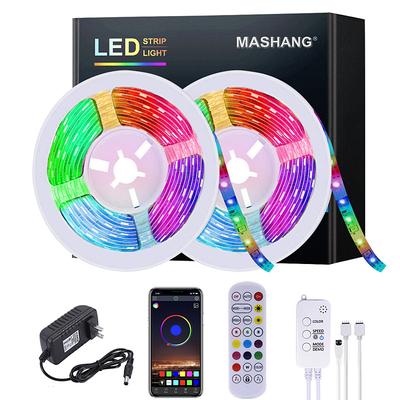 5M 10M 15M 20M LED Strip Lights RGB Waterproof Music Sync LED 2835 SMD Color Changing 24 Keys Remote Bluetooth Controller for Bedroom Home TV BackLight