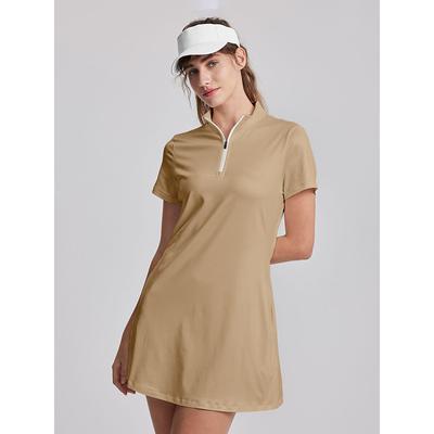 Women's Golf Dress Dark Grey Khaki Sleeveless Sun Protection Tennis Outfit Ladies Golf Attire Clothes Outfits Wear Apparel
