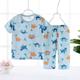 Toddler Boys 2 Pieces Pajama Set Short Sleeve White Pink Navy Blue Animal Cartoon Crewneck Summer Spring Basic Home 3-7 Years