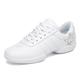 Unisex Dance Sneakers Cheer Shoes Practice HipHop Cheerleading Sneaker Flat Heel Round Toe Lace-up Adults' Children's White