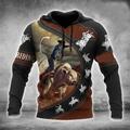 Men's Pullover Hoodie Sweatshirt Brown Hooded Graphic Prints Print Daily Sports 3D Print Streetwear Designer Basic Spring Fall Clothing Apparel Cowboy Hoodies Sweatshirts Long Sleeve