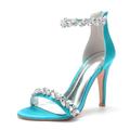 Women's Wedding Shoes Sandals Bling Bling Sparkling Shoes Bridal Shoes Crystal High Heel Pointed Toe Minimalism Satin Zipper Green / Blue Black White