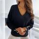 Women's Pullover Sweater Jumper Knitted Button Solid Color Basic Elegant Casual Long Sleeve Regular Fit Sweater Cardigans V Neck Fall Winter Blue Black Red / Going out / Work