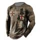 Men's T shirt Tee Distressed T Shirt Graphic Prints American Flag National Flag Crew Neck Khaki Dark Grey Black White Black / Red Black / Brown 3D Print Outdoor Street Long Sleeve Print Clothing