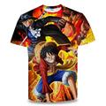 One Piece Cosplay T-shirt Cartoon Manga Print Graphic T-shirt For Couple's Men's Women's Adults' 3D Print Party Festival