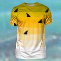 Graphic Shark Gradient Stripes Vacation Designer Casual Men's 3D Print T shirt Tee Sports Outdoor Holiday Going out T shirt Yellow Blue Sky Blue Short Sleeve Crew Neck Shirt Spring Summer Clothing