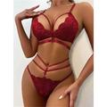 Women's Sexy Lingerie Sets Pure Color Lovers Hot Undergarments Home Valentine's Day Beach Nylon Breathable Straps Sleeveless Backless Hole Summer Spring Black Wine