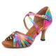 Women's Latin Shoes Ballroom Shoes Line Dance Party Training Indoor Pattern / Print Sandal Buckle Slim High Heel Cross Strap Rainbow / Performance