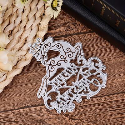 1pc Merry Christmas Letters Metal Die Cuts Merry Christmas Words Stencils Deer Cutting Dies Cut For Card Making Paper Dies Scrapbooking Supplies