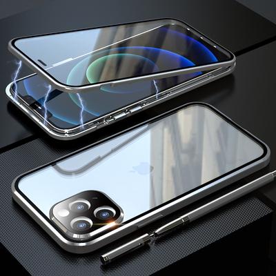 Magnetic Adsorption Case For iPhone 16 15 14 Pro Max Plus 13 12 mini 11 X XR XS Max 8 7 Front and Back Tempered Glass Full Screen Coverage Metal Frame Clear Cover Bumper with Camera Lens Protector