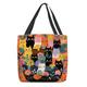 Women's Tote Shoulder Bag Canvas Tote Bag Polyester Outdoor Shopping Daily Print Large Capacity Foldable Lightweight Cat Character Black Orange Green