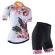 21Grams Women's Cycling Jersey with Bib Shorts Cycling Jersey with Shorts Short Sleeve Mountain Bike MTB Road Bike Cycling White Black Green Graphic Floral Botanical Bike Clothing Suit 3D Pad