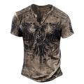 Men's T shirt Tee Henley Shirt Graphic Skull Eagle Henley Black-White Black / Gray Black Blue Brown Street Casual Short Sleeve Button-Down Print Clothing Apparel Stylish Vintage Basic Classic