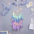 LED Dream Catcher Wall Decor with Feather Pendant Wall Hanging Ornament Wind Chimes Light for Car Home Girl Children's Bedroom Decoration Christmas Birthday Party Balcony Window Ramadan Eid Decorations