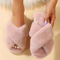 Women's Slippers Fuzzy Slippers Fluffy Slippers House Slippers Warm Slippers Home Daily Solid Color Winter Flat Heel Cute Casual Comfort Satin Faux Fur Loafer Wine Red Bean Paste off white