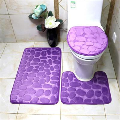 3pcs Bath Mat Non-slip Bathroom Rugs Set, Ultra Soft Non-Slip Bath Rug And Absorbent Bath Mat Carpets, Includes U-Shaped Contour Rug,Toilet Lid Cover