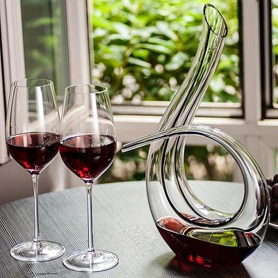 1pc, Handmade Crystal Red Wine Decanter - 46 Oz Lead-Free Glass Carafe and Purifier for Home Bar - Unique 6 Shaped Design - Perfect for Meetings and Special Occasions