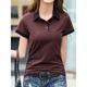 Women's Polo T shirt Tee Cotton Color Block Sports Weekend Black Pink Wine Button Short Sleeve Fashion Shirt Collar Regular Fit Spring Summer