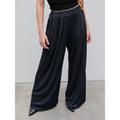 Women's Wide Leg Pants Trousers Modal Plain Flower Pocket Full Length Micro-elastic Mid Waist Vacation Streetwear Outdoor Holiday Black Purple S M Winter Autumn / Fall