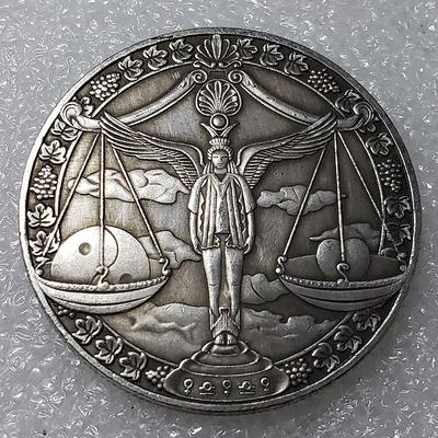 Antique Crafts European and American Twelve Constellations Commemorative Coins Ancient Silver Coins Tarot Wishing Sun God Commemorative Coins Foreign Currency