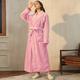 Women's Plus Size Plush Robes Gown Fluffy Fuzzy Warm Pajamas Bathrobes Home Party Daily Spa Modern Style Pure Color Fleece Simple Casual Soft Fall Winter V Wire Long Sleeve Lace Up Belt Included