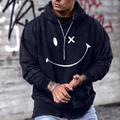 Men's Hoodie Black Burgundy Navy Blue Hooded Graphic Print Zipper Pocket Going out Streetwear Cool Designer Winter Fall Winter Clothing Apparel Hoodies Sweatshirts Long Sleeve