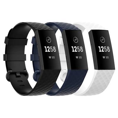 3 Pack Watch Band for Fitbit Charge 4 / Charge 3 / Charge 3 SE Silicone Replacement Strap Soft Elastic Breathable Sport Band Wristband
