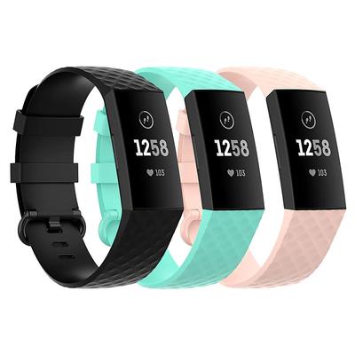 3 Pack Watch Band for Fitbit Charge 4 / Charge 3 / Charge 3 SE Silicone Replacement Strap Soft Elastic Breathable Sport Band Wristband